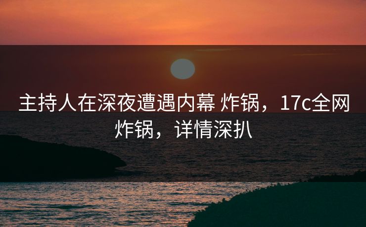主持人在深夜遭遇内幕 炸锅，17c全网炸锅，详情深扒
