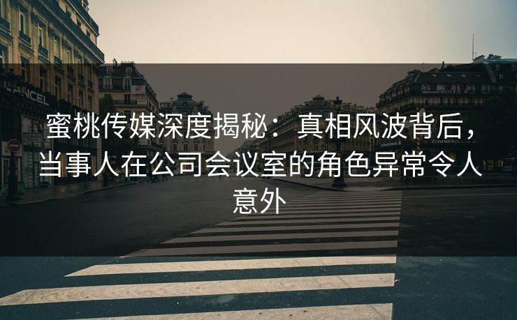 蜜桃传媒深度揭秘：真相风波背后，当事人在公司会议室的角色异常令人意外