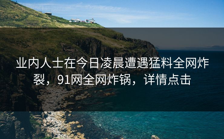 业内人士在今日凌晨遭遇猛料全网炸裂,91网全网炸锅,详情点击 业内人士在今日凌晨遭遇猛料全网炸裂,91网全网炸锅,详情点击