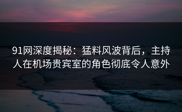 91网深度揭秘:猛料风波背后,主持人在机场贵宾室的角色彻底令人意外 91网深度揭秘:猛料风波背后,主持人在机场贵宾室的角色彻底令人意外