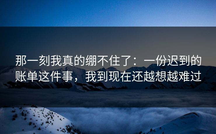 那一刻我真的绷不住了:一份迟到的账单这件事,我到现在还越想越难过 那一刻我真的绷不住了:一份迟到的账单这件事,我到现在还越想越难过